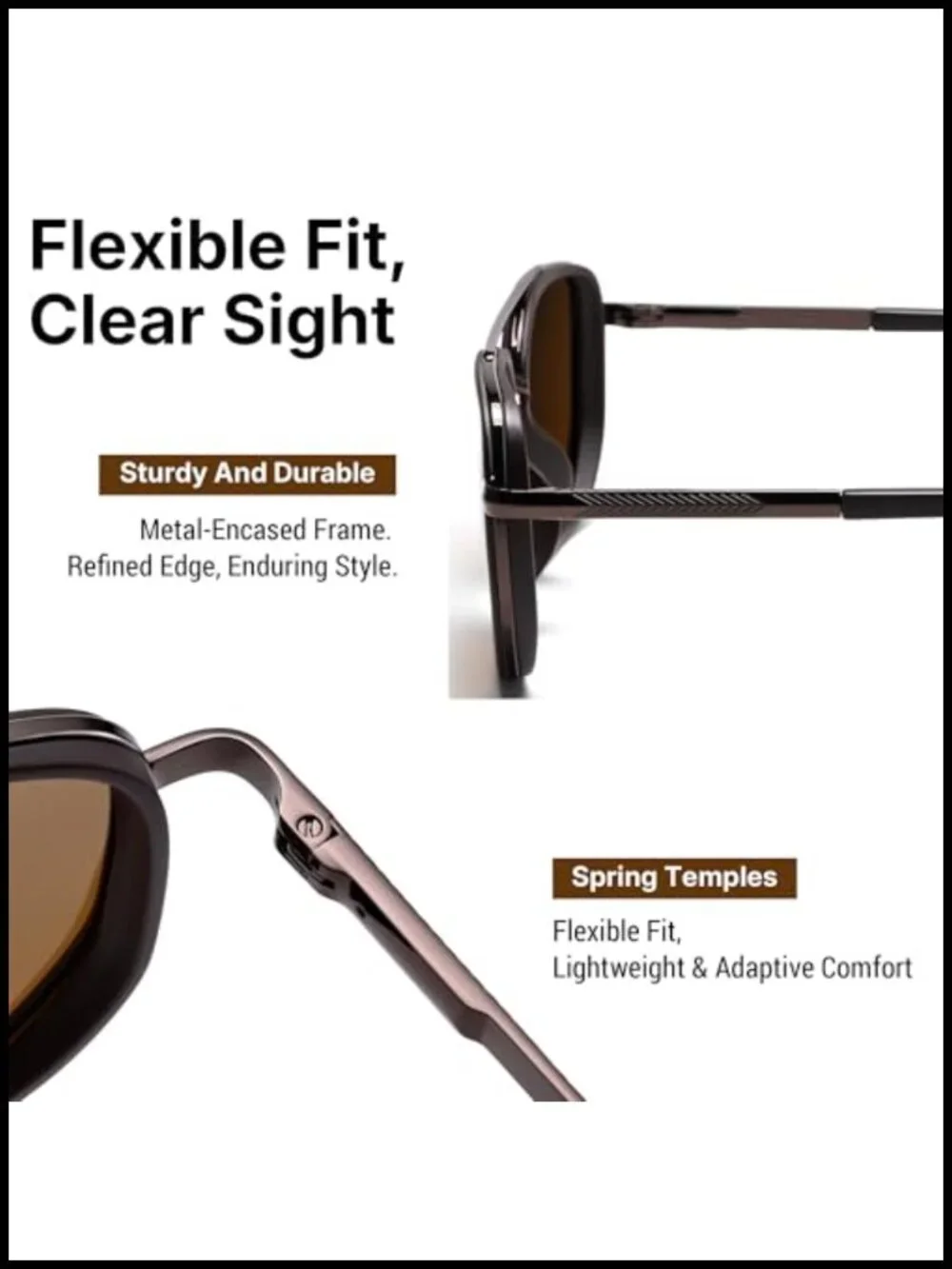 Polarized Square Aviator Sunglasses Retro Metal UV400 Driving Travel
